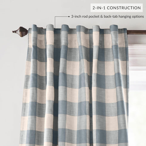 52" 95", 1 Elrene Home Fashions Farmhouse Living Grainger Buffalo-Check Blackout Window Curtain, Living Room