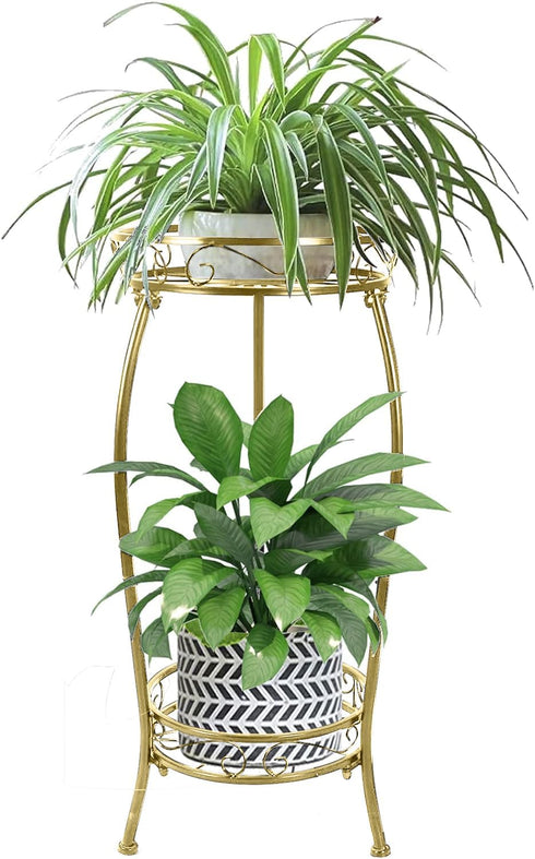 MOCORY Plant Stand Indoor Outdoor 2 Tier 27" Tall Metal Potted Holder Rack