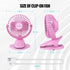 Portable Clip Fan, Battery Operated Mini Table Fan with 3 Speeds, 360° Rotation, Ultra Quiet (Pink)