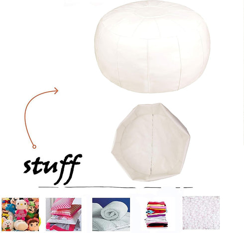 Unstuffed Pouf Foot Stool Round Decorative Leather Ottoman Cushion Storage seat or for Resting Your Feet on, Floor