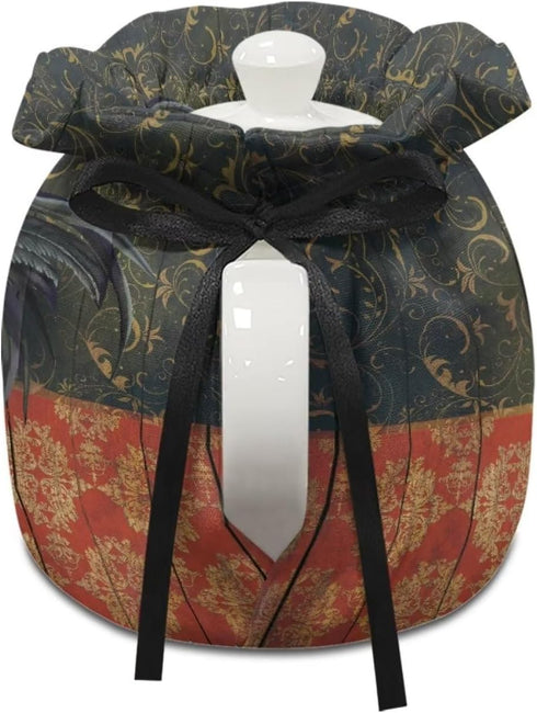 Rooster Chicken Print Tea Cozies, Floral Wood Design Portable Kettle Cover, Cotton Tea Pot Cover, Dust Proof Insulated
