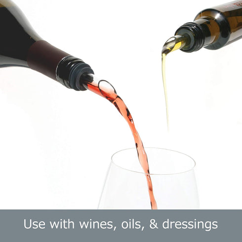 Soireehome Pourist Pair of Gourmet Glass and Cork Stopper Spouts with Silicone Gasket - 2-pack