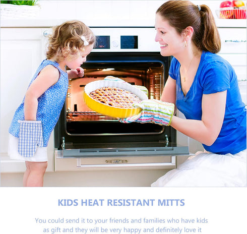 2Pcs Kids Oven Mitts for Children Play Kitchen, Anti- Scald Gloves Microwave Oven Gloves Kitchen Mitts for Kids Toddler