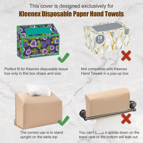 SILFGRLF Stylish Tissue Box Cover Holder Compatible with Kleenex Disposable Paper Hand Towels, Leather Wall-Mounted