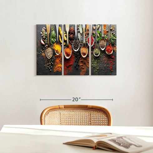 3 23" 14" ElephantStock Choice of Spices Wall Art - Panel Multi Piece Canvas Print for Kitchen - Wall Decor Pictures