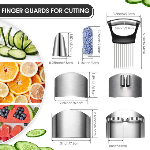 9 Pieces Finger Guard for Cutting Vegetables, Stainless Steel Knife Protector for Kitchen Safety
