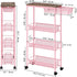 4-Tier KINGRACK Slim Storage Cart, Metal Rolling Cart, Organizer with Wooden Tabletop and Drawer Basket, Mobile