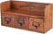 Vintage Farmhouse Wooden Desktop Cabinet, 3 Drawers, Mahogany Wood Organizer for Office Study
