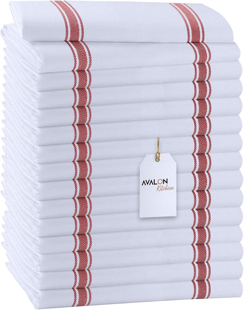 Avalon Kitchen Dish Towels Set (Value Pack of 15) Size 15x25 Inch, 100% Cotton