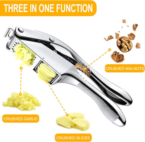 SAYLVME 3 1, Garlic Press and Slicer In Food Grade Stainless Steel Garlic Mincer Chopper Crusher Garlic Press Kitchen