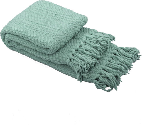 Home Soft Things Throw Blanket, Knitted Tweed, 50'' x 60'', Silver Blue, Cozy Warm Comfortable