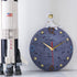 12 Inch Space Theme Wall Clock, Astronaut Moon Wall Clock, Grey Modern Silent Clock for Kids Room Nursery Living Room