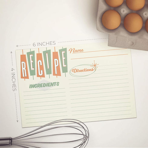 Retro Recipe Cards from Dashleigh: 48 Blank, Water-Resistant, Double-Sided Cards, 4x6 inches
