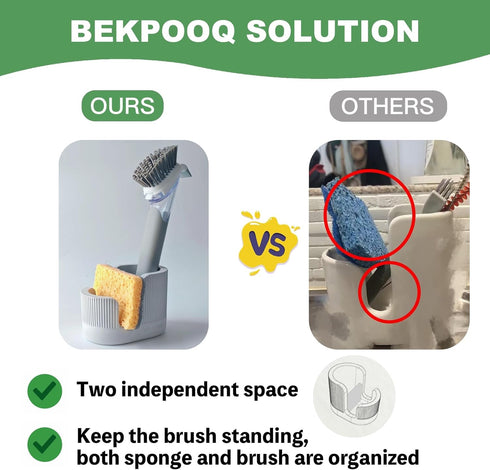 2-in-1 Diatomite Sponge Holder for Kitchen Sink, Quick-Drying Sponge and Dish Brush Holder, Absorbent Stone Sink Caddy