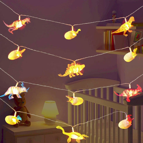 LED Dinosaur String Lights, Battery Operated for Bedroom, Boys Room, Tent, Garden, Patio, Christmas Tree Decor (12 LED