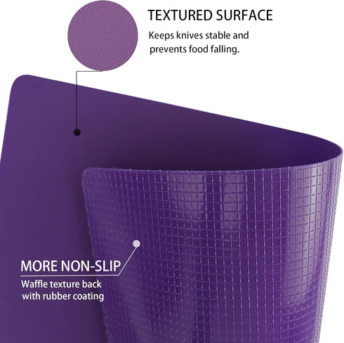 ZVP Flexible Plastic Cutting Boards Set of 3, Non-Slip Chopping Mats for Kitchen, BPA Free