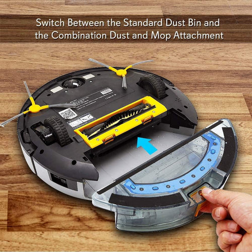 PURE CLEAN SereneLife Wet Mop Dust Bin Attachment - 350mL Water Tank, 2 Microfiber Mop Pads
