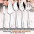 E-far 5-Piece Serving Utensils, Stainless Steel Scalloped Edge Hostess Set for Buffet Party, Dishwasher Safe