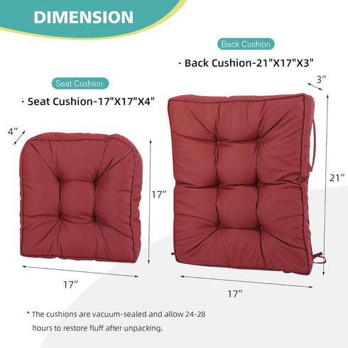 Set RACE LEAF High Back Rocking Chair Cushion with Memory Foam, Non-Slip Patio Chair Cushions for Indoor/Outdoor Use