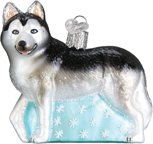 Old World Christmas Dog Collection Glass Blown Ornaments, Siberian Husky for Christmas Tree