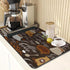 Coffee Mat for Countertops, 2 Pcs Retro Vintage Brown Dish Drying Mat for Kitchen Coffee Bar, Fits Under Espresso