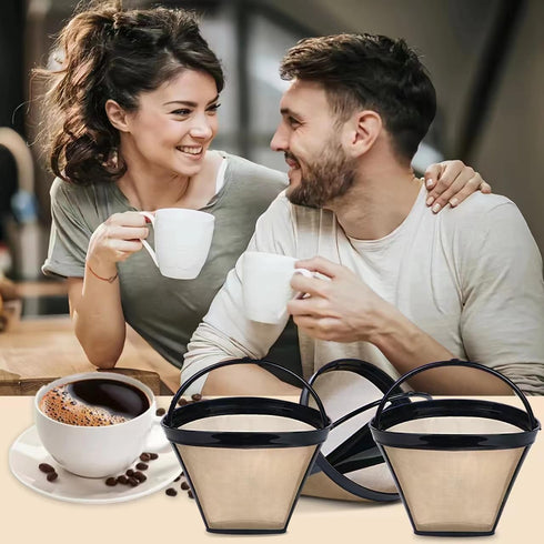 Reusable Coffee Filters for Ninja Coffee Maker, 3Pcs Cone Coffee Filters 4, Replace Cuisinart Coffee Maker Filter 4