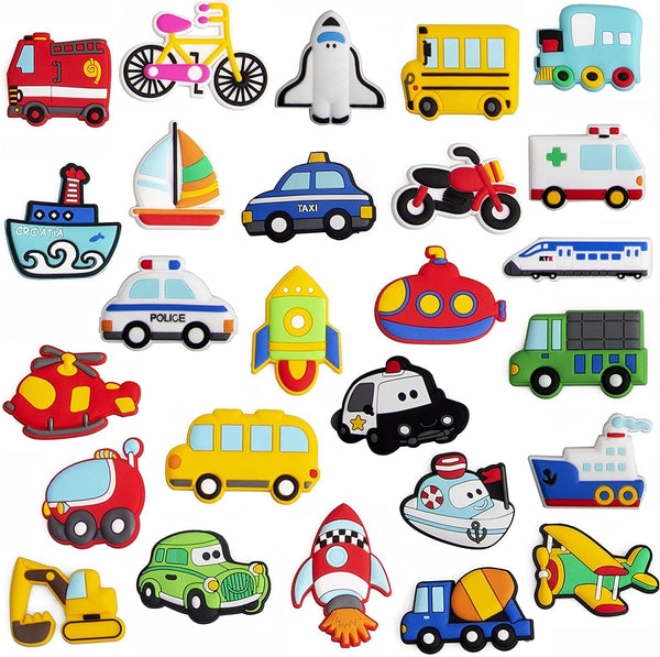 WISESTAR 26PCS Transports Rubber Fridge Magnets for Kids - Aircraft, Boat, Vehicle, Educational Toy Tool