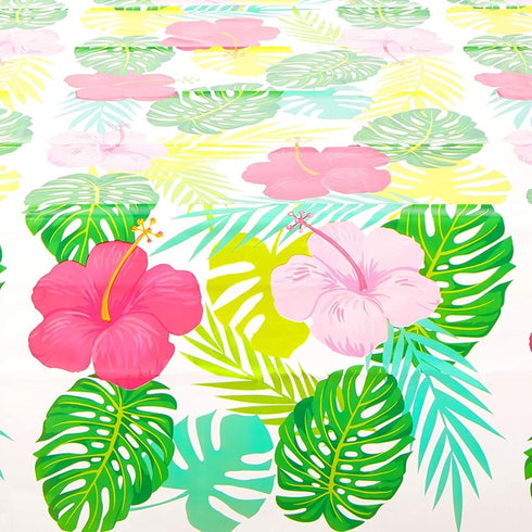 Sparkle and Bash 3 Pack Tropical Plastic Tablecloth - 54x108 Inch Hibiscus Floral Aloha Cover