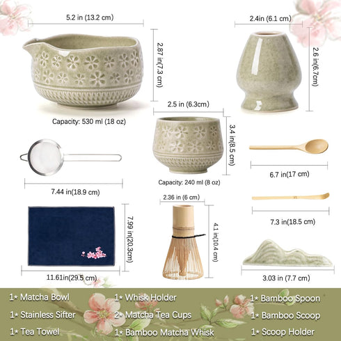 Set, 10 Set 2 Buucup Matcha Whisk Pcs Matcha Includes Matcha Bowl, Cups, Matcha Whisk and Holder, Bamboo Scoop