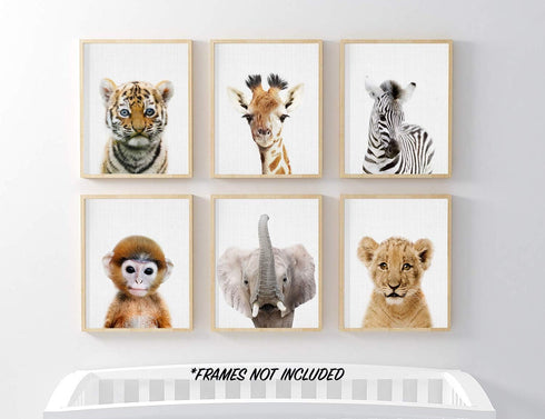 EPHANY Baby Animal Posters and Prints, Set of 6 Unframed Nursery Decor Pictures for Baby Boys & Girls Room
