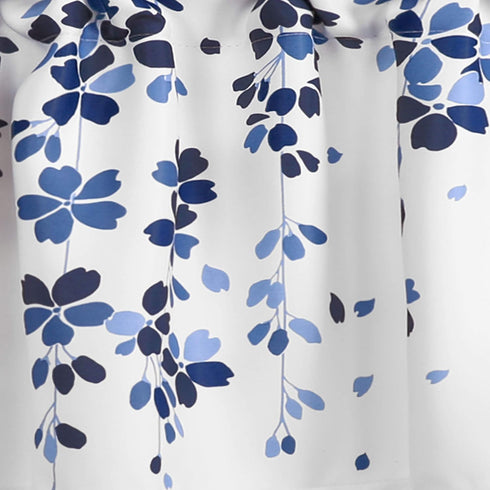 Lush Decor Weeping Flowers Valance Curtain for Windows, Navy and Blue, 18" x 52"