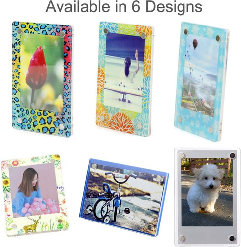 2 PCS 3-inch 2-Sided Clear Acrylic Magnetic Photo Frame, Elegant Frameless Display for Fujifilm Mini Film