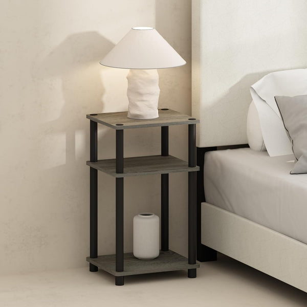 Furinno JUST Night Stand, 3-Tier Turn-N-Tube Nightstand, Toolless Bedside Table, End Table,