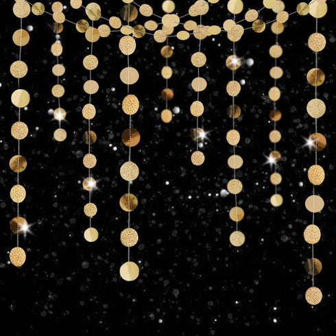 6 Pcs Glitter Champagne Gold Paper Circle Dots Garland, 52 Feet, Birthday Party Decorations, Bridal Shower, Christmas