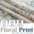 jinchan Linen Floral Valance, Double Layer Kitchen Window Curtain with Blue Flower on Beige (16 Inch)
