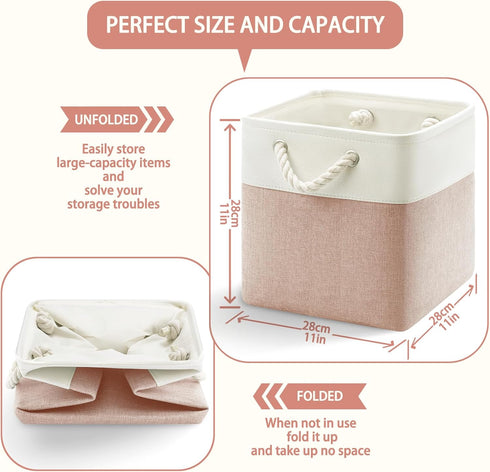 Cube Storage Bins 11 Inch Foldable Fabric Organizers with Handles, 4 Pack for Home, Closet, Toy, Book, Laundry