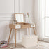 17x17x13 Inches, Bsketa Storage Ottoman Foot Rest, Folding Linen Cotton Ottoman with Storage with Side Pockets