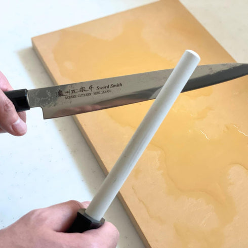 Seki Japan Chef Knife Sharpening Rod, 6 Inch Durable Ceramic Honing Steel Sharpener