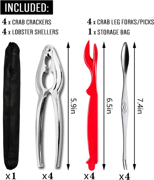 13 Set 4 4 4 1 Pieces Crab Leg Crackers Including Nut Crackers, Lobster Shell Forks, Stainless Steel Forks and Portable