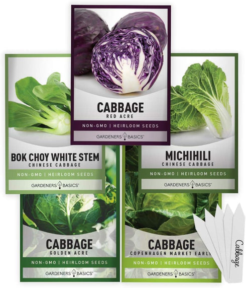 Gardeners Basics, Cabbage Seeds for Planting 5 Individual Packets Bok Choy, Michihili