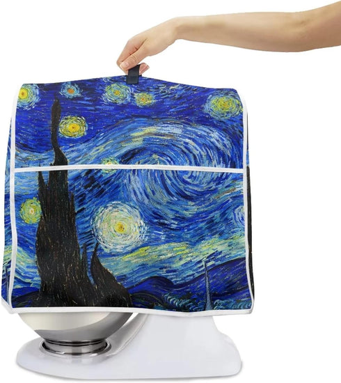 Starry Night Stand Mixer Cover for 4.5-5 Quarts Kitchen Aid, Washable Mixer Dust Cover with Handle and Pocket Kitchen Accessories Small Appliance Protective Cover, S