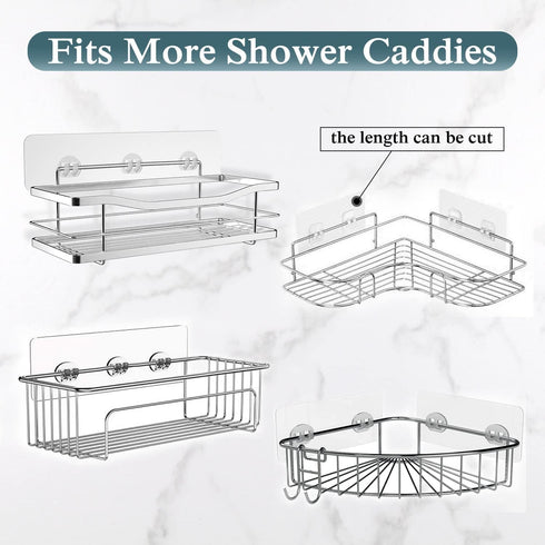 2 Pack EAGMAK Transparent Shower Caddy Adhesive for Replacement, No Drilling , Soap Holder, Bathroom Storage Shelves