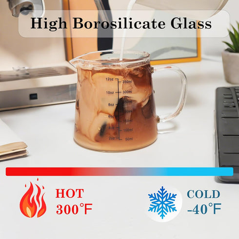 Cups12OZ, TIWPAJS Espresso Espresso Accessories, Expresso Shots Cup, Heat-resistant Glass Measuring Cup, Milk Frothing