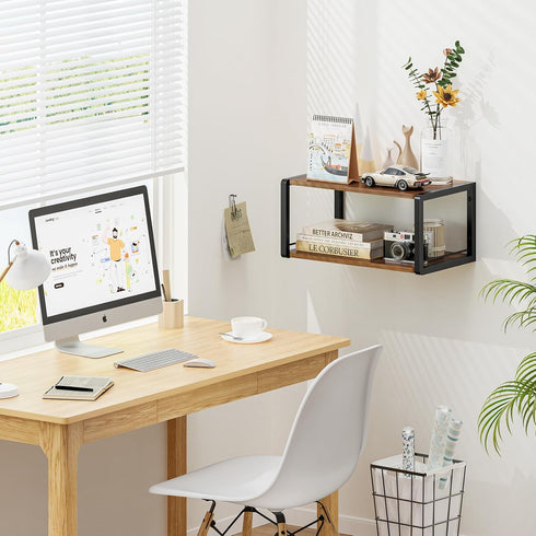 1 Pack) Floating Nightstand, Wood Bedside Shelf Wall Mounted Nightstand with Heavy-Duty Frame, Floating Bedside Table