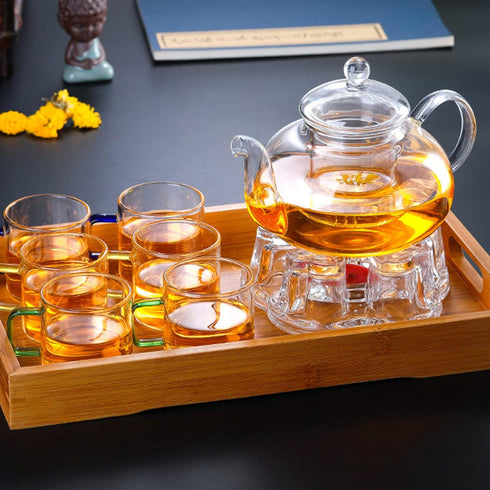 DOITOOL Glass Teapot with Infuser - Clear Tea Kettle for Stove Top, 250ML/8.5oz, Loose Tea Infuser for Home Office