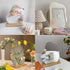 Irregular Aesthetic Vanity Mirror, Frameless Decorative Acrylic Mirrors with Wooden Stand for Living Room, Bedroom,