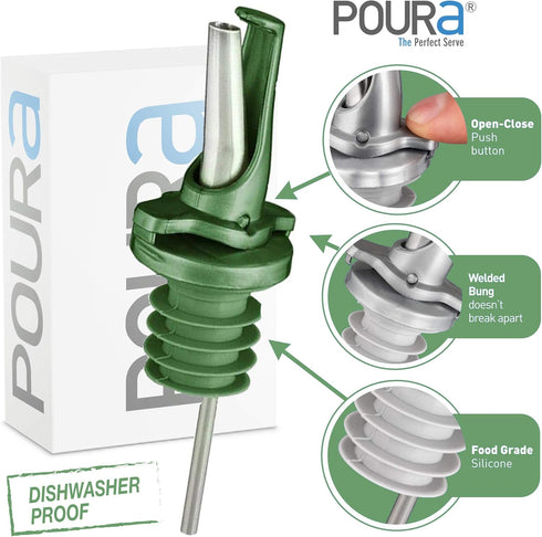 6 Pack Olive Oil Spout for Olive Oil Dispenser - UK Patented Oil Pourer - Mid Flow Shut Off for Accurate Measurement