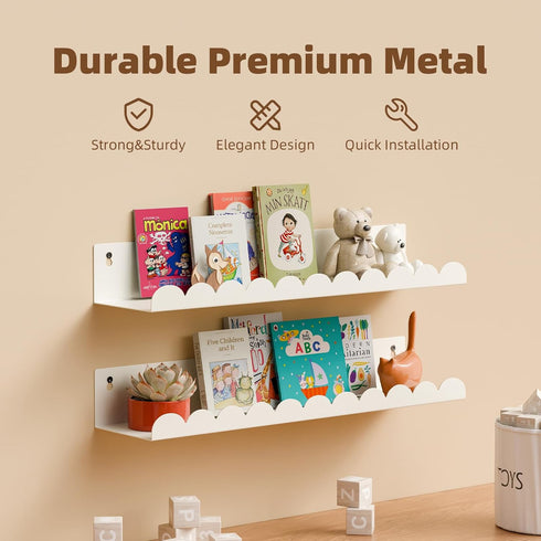 sothfubo Storage,17 Inch Set 4,Wall 17 inch) Nursery Book Shelves,Kids Bookshelf and Toy Metal Floating Shelves