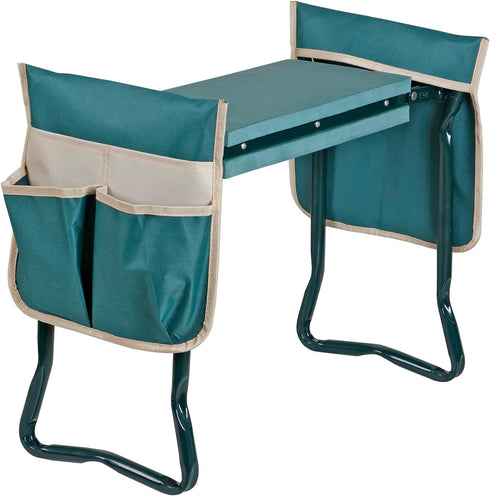 2 1 Set HomGarden Upgraded Folding Garden Kneeler Seat Bench Stool w/Thicken & Widen Soft Kneeling Pad, Portable Heavy