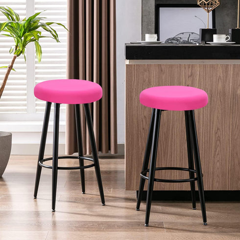 4PCS 13-16 Inch Deisy Dee Round Bar Stool Seat Covers Stretch Round Chair Covers for Stool Chair (hot Pink)